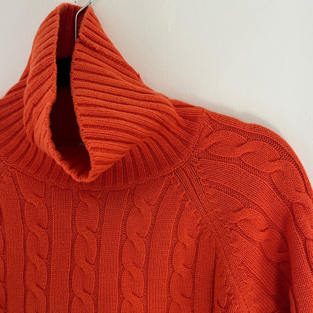 Sunday Best Bold Orange Cable Knit cropped Turtleneck - Picture 3 of 3